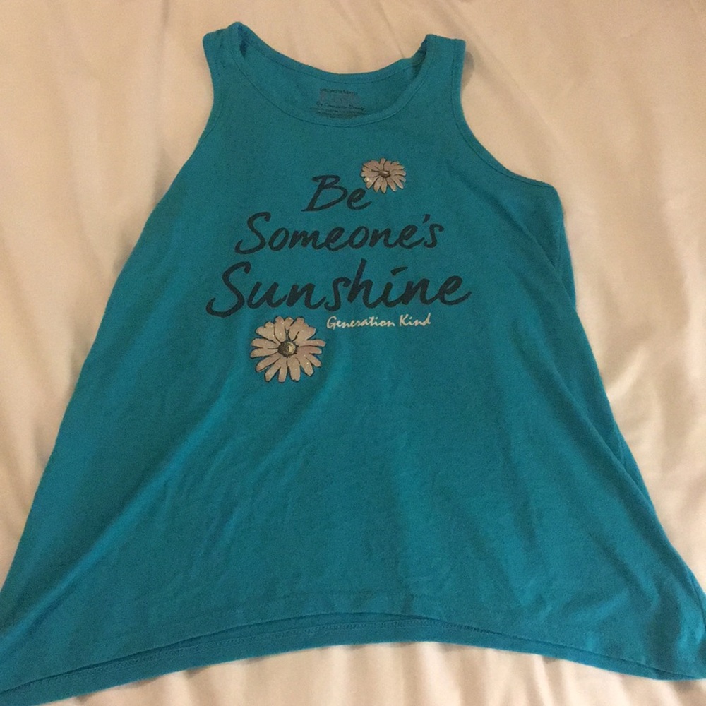 Girls teal generation kind tank top.